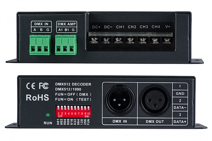 5 Amp 4 Channel LED DMX 512 Decoder|DMX-4CH-5A|Controllers & Dimmers