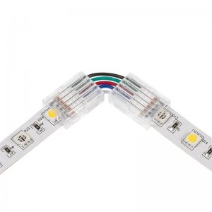 Solderless Clamp-On Left / Right 'L' Wire Connector - 12mm RGBW LED Strip Lights