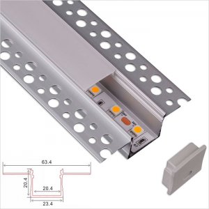 C098 Series 63x20mm LED Strip Channel - Deeper Design without Shadow Architectural Gypsum Plaster Aluminum LED Profile