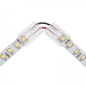 Solderless Clamp-On Left / Right 'L' Wire Connector - 10mm Single Color LED Strip Lights