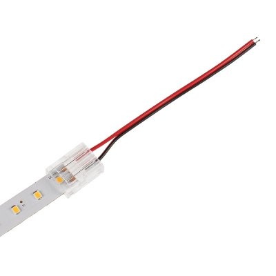 Solderless Clamp-On Pigtail Adaptor - 12mm Single Color LED Strip Lights - 4"