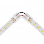 Solderless Clamp-On Left / Right 'L' Wire Connector - 12mm Single Color LED Strip Lights - 22 AWG