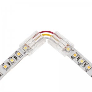 Solderless Clamp-On Left / Right L Wire Connector - 10mm Tunable White LED Strip Lights