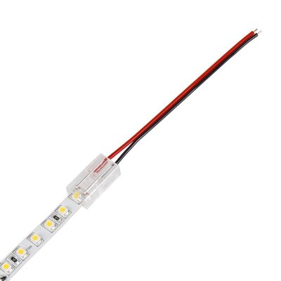 4" Solderless Clamp-On Pigtail Adaptor - 8mm Single Color LED Strip Lights