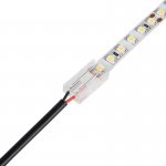 Solderless Clamp-On LED Strip Light to 5.5mm DC Barrel Connector - 8mm Single Color Strips - 22 AWG