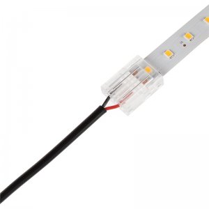 Solderless Clamp-On LED Strip Light to DC Barrel Connector - 12mm Single Color LED Strip Lights - 22 AWG