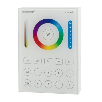 MiBoxer Wireless LED Wall Remote - RGB+CCT 8-Zone Touch Panel - Battery Operated
